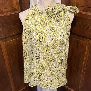 Ann Taylor Factory Lightweight Yellow and White Sleeveless Floral Blouse NWT